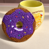 Purple donut punch needle mug rug handmade by LotsaLoops